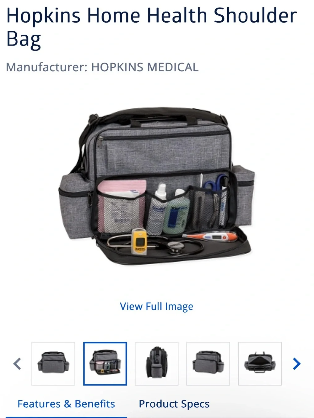 Hopkins HomeHealth Shoulder Bag in Graphite Grey Travel Messenger Bag/Diaper Bag